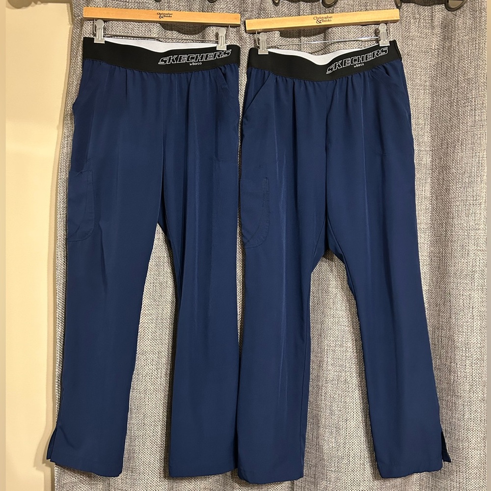TWO PAIRS- Medium Petite Navy Blue Women’s Scrub Pants- Sketcher’s by Barco- MP